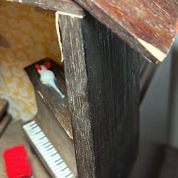 VTG Christmas Kitsch wooden festive doll house diorama figurine wall hanging - Picture 16 of 17